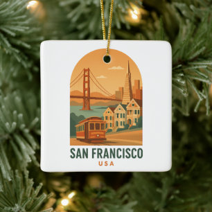 Vintage San Francisco Golden Gate Bridge Retro Keramisch Ornament