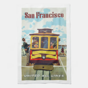 Vintage San Francisco kabelmaatschappij poster Theedoek