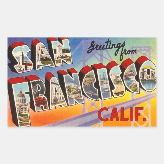 Vintage San Francisco Rechthoekige Sticker (Voorkant)