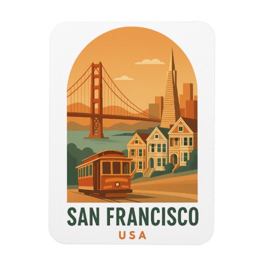 Vintage San Francisco Travel Magnet | Golden Gate  Magneet (Verticaal)