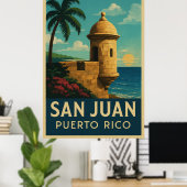 Vintage San Juan Puerto Rico Poster (Thuiskantoor)