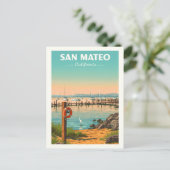 Vintage San Mateo California Briefkaart (Staand voorkant)