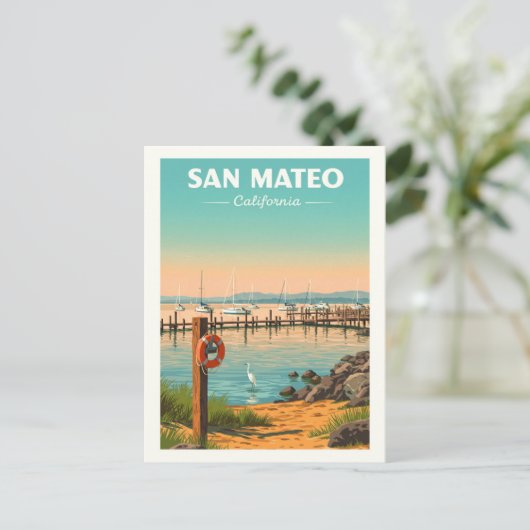 Vintage San Mateo California Briefkaart (Staand voorkant)