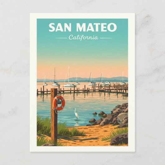 Vintage San Mateo California Briefkaart (Voorkant)