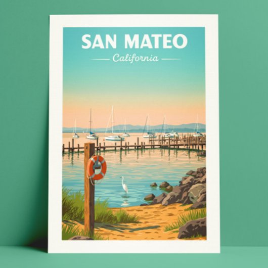 Vintage San Mateo California Briefkaart