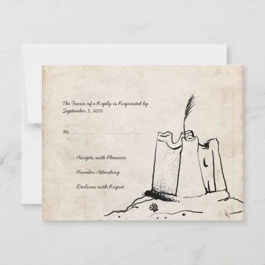 Vintage Sand Castle Wedding Invitation RSVP (Voorkant)