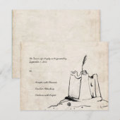 Vintage Sand Castle Wedding Invitation RSVP (Voorkant / Achterkant)