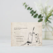 Vintage Sand Castle Wedding Invitation RSVP (Staand voorkant)
