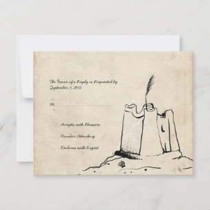 Vintage Sand Castle Wedding Invitation RSVP Kaartje