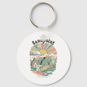 Vintage Sandpoint Idaho Bergen Wandelen Zonsonderg Sleutelhanger