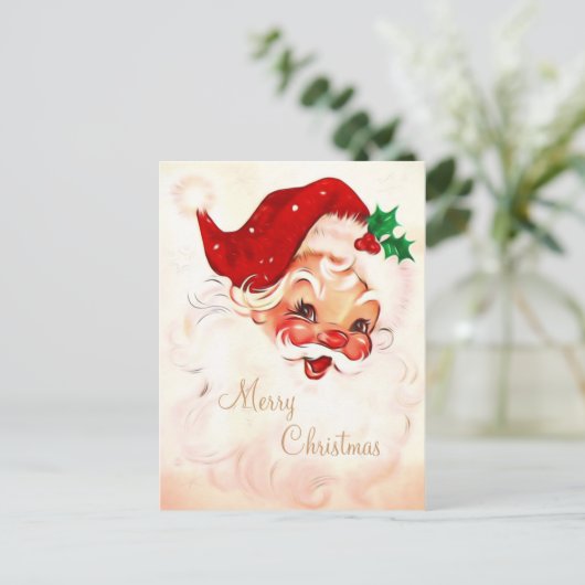 Vintage Santa 4 Briefkaart (Staand voorkant)