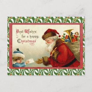 Vintage Santa and the Letter Feestdagenkaart