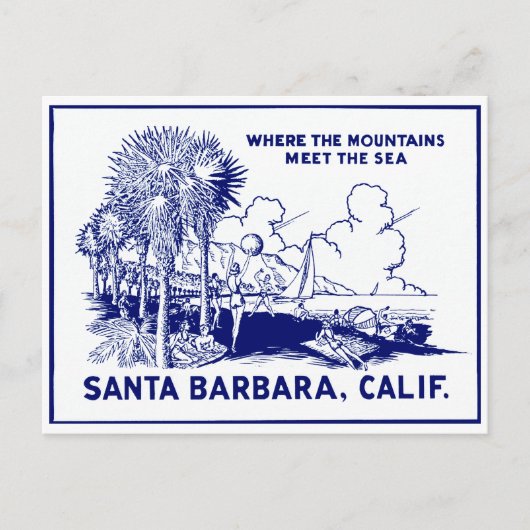 Vintage Santa Barabara Californië Briefkaart (Voorkant)