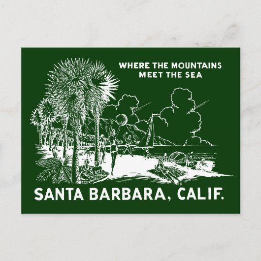 Vintage Santa Barabara Californië Briefkaart (Voorkant)