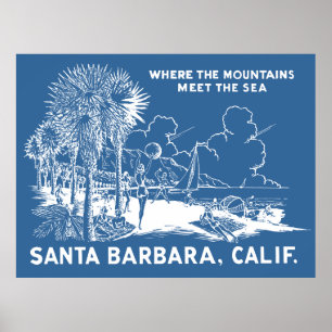 Vintage Santa Barabara Californië Poster