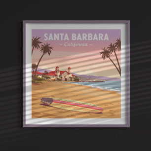 Vintage Santa Barbara Californië Poster
