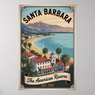 Vintage Santa Barbara Californië Retro Reizen Poster