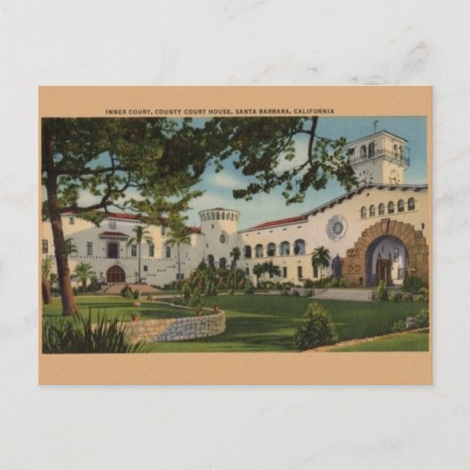 Vintage Santa Barbara County Court House Briefkaar Briefkaart (Voorkant)