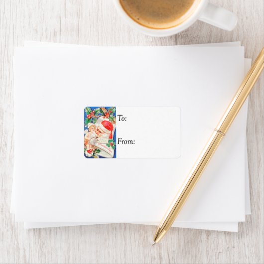 Vintage Santa Bell Gift Label (Insitu)