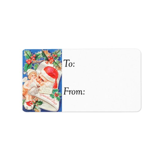 Vintage Santa Bell Gift Label (Voorkant)