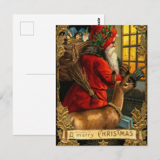 Vintage Santa Briefkaart (Voorkant / Achterkant)