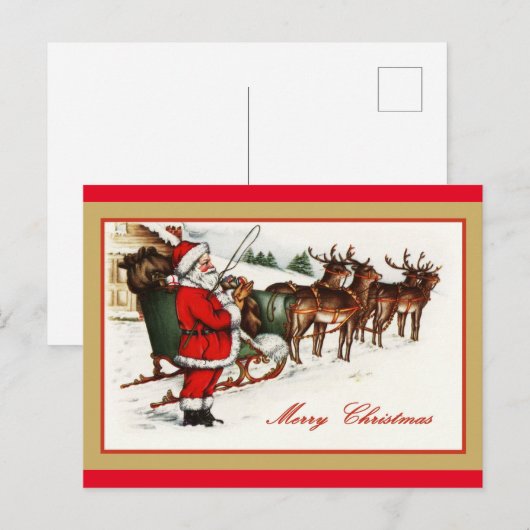 Vintage Santa Briefkaart (Voorkant / Achterkant)
