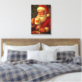 Vintage Santa Christma Stretched Canvas  (Insitu (Slaapkamer))