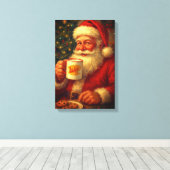 Vintage Santa Christma Stretched Canvas  (Insitu (Houten vloer))