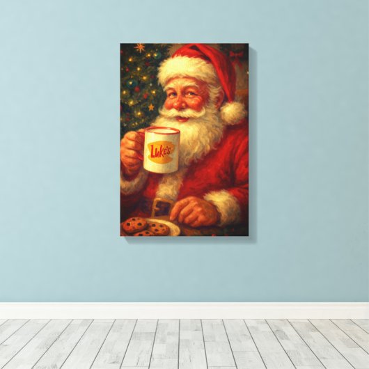 Vintage Santa Christma Stretched Canvas  (Insitu (Houten vloer))