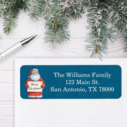 Vintage Santa Christmas Address Etiket