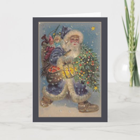 Vintage Santa Christmas Card Feestdagen Kaart (Voorkant)