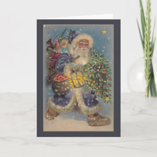 Vintage Santa Christmas Card Feestdagen Kaart