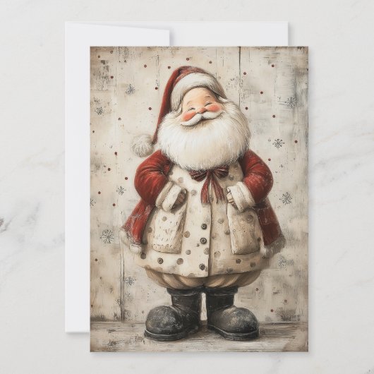 Vintage Santa Christmas Greeting Card Feestdagenkaart (Voorkant)