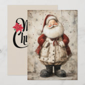 Vintage Santa Christmas Greeting Card Feestdagenkaart (Voorkant / Achterkant)