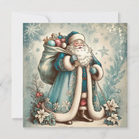Vintage Santa Christmas Greeting Card Feestdagenkaart (Voorkant)
