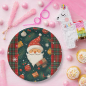 Vintage Santa Christmas Paper Plate Papieren Bordje (Feest)