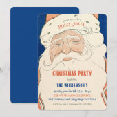 Vintage Santa Christmas Party Invitation Kaart (Voorkant / Achterkant)