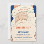 Vintage Santa Christmas Party Invitation Kaart (Voorkant)