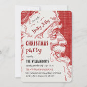 Vintage Santa Christmas Party Invitation Kaart (Voorkant)