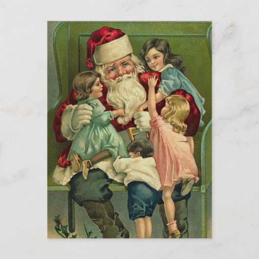 Vintage Santa Christmas Postcards Feestdagenkaart (Voorkant)