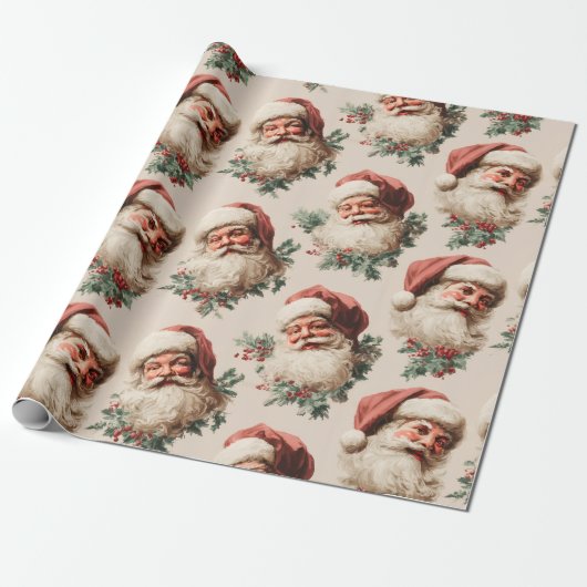 Vintage Santa Claus Cadeaupapier (Uitgerold)