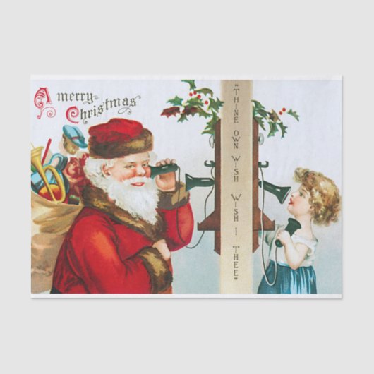 Vintage Santa Claus Calling Christmas Child Tissuepapier (Voorkant)