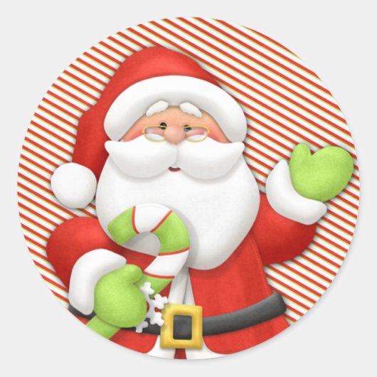 Vintage Santa Claus Christmas Art Ronde Sticker (Voorkant)