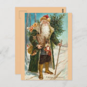 Vintage Santa Claus Christmas Card Briefkaart (Voorkant / Achterkant)
