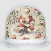 Vintage Santa Claus Family Christmas Photo Sneeuwbol (Voorkant)