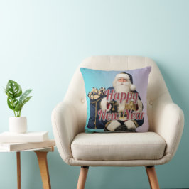 Vintage Santa Claus Happy New Year Throw Pillow  Kussen