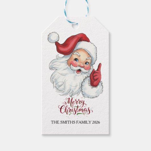 Vintage Santa Claus Holiday Gift Tag Cadeaulabel (Voorkant)