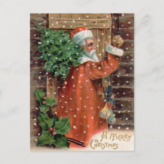 Vintage Santa Claus in Orange Robe - Christmas Feestdagenkaart