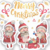 Vintage Santa Claus Merry Christmas Art Sticker (Voorkant)