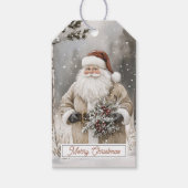 Vintage Santa Claus Merry Christmas Cadeaulabel (Voorkant)
